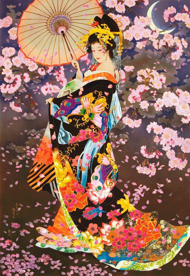 日本の桜アジア油絵